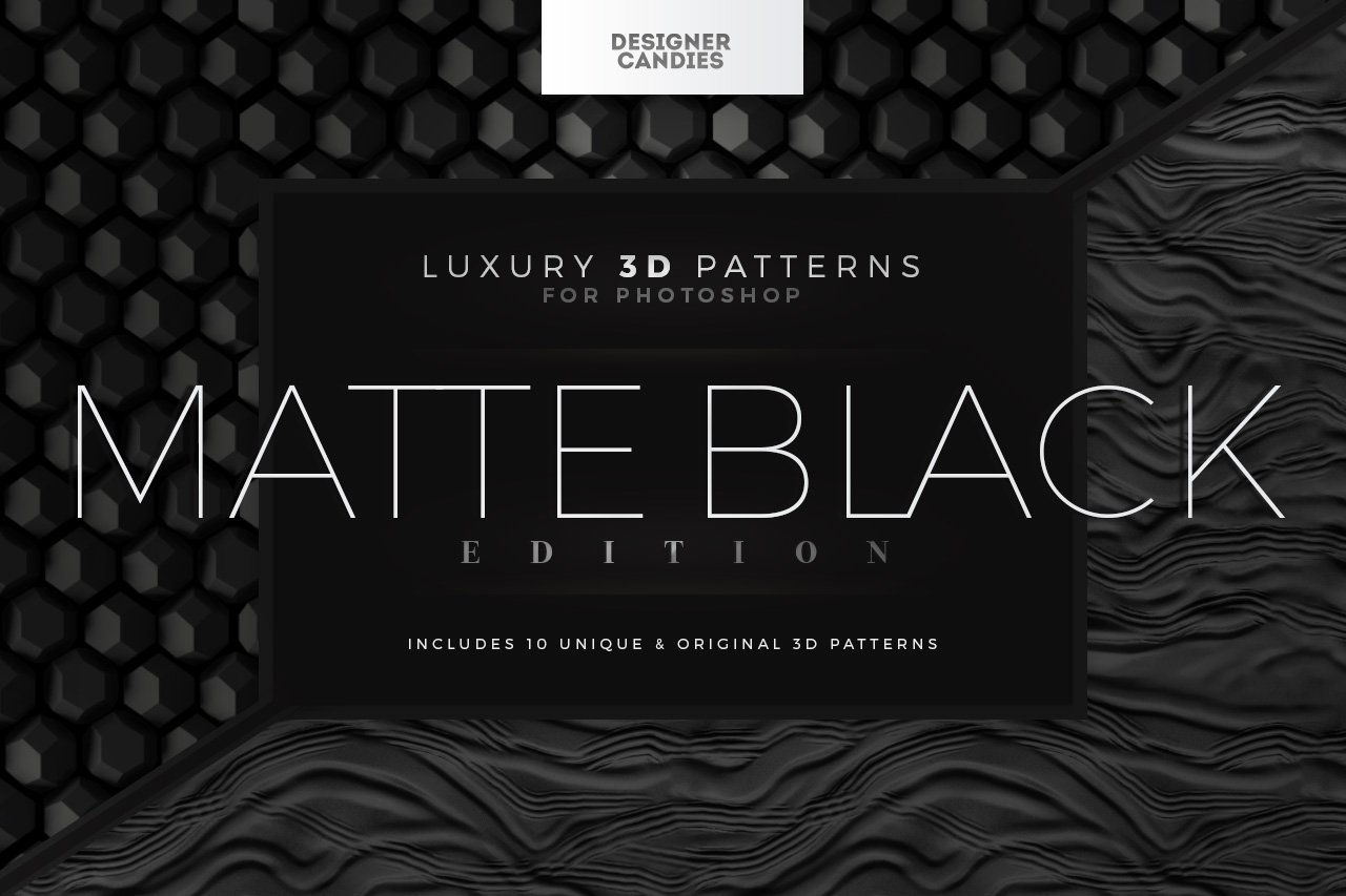 抽象黑色哑光3D图案装饰背景纹理图片设计素材 3D Patterns Matte Black Edition_img_2