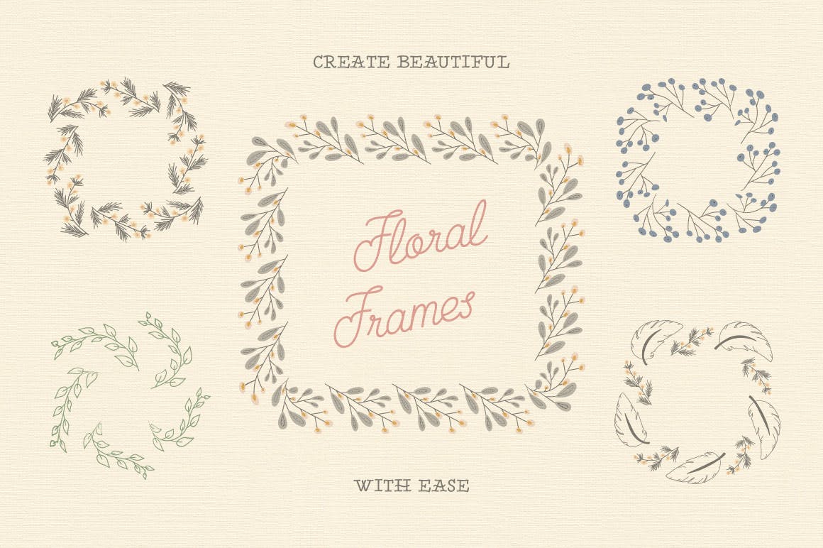 25个花卉树叶矢量笔刷素材 Floral Pattern Brushes For Illustrator_img_2