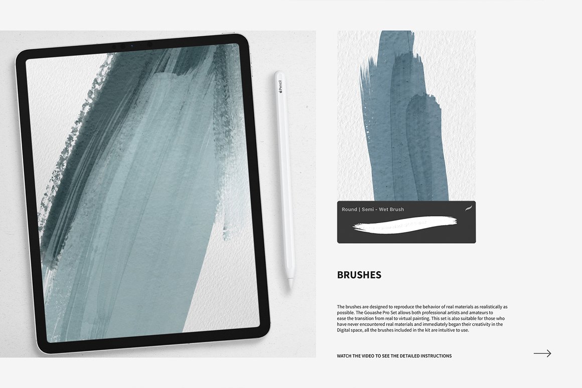 21款水粉油画厚涂艺术绘画iPad Procreate笔刷素材 Gouache Pro Set For Procreate_img_2