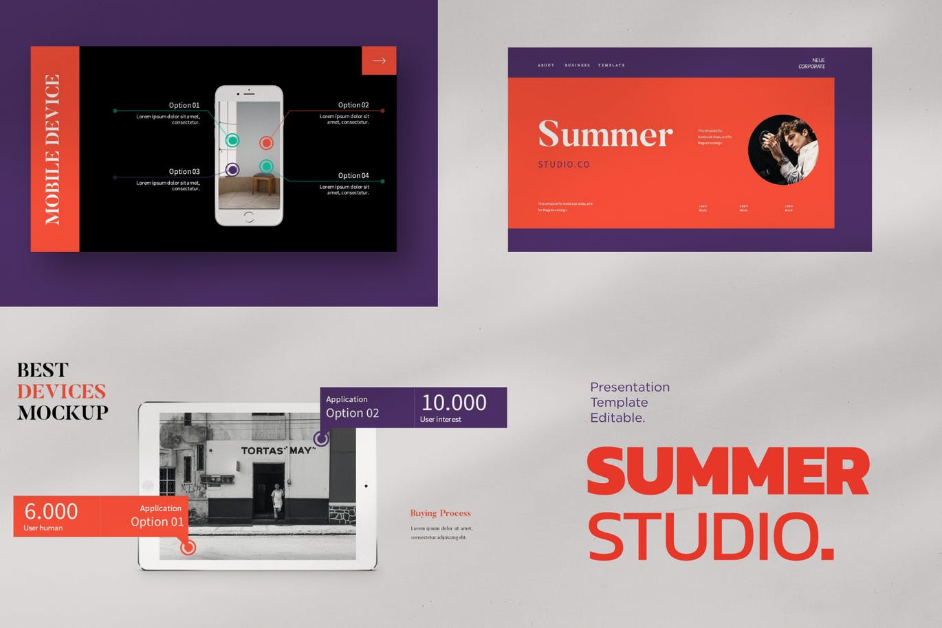 潮流撞色摄影作品集设计PPT幻灯片模板 Summer Powerpoint Template_img_2