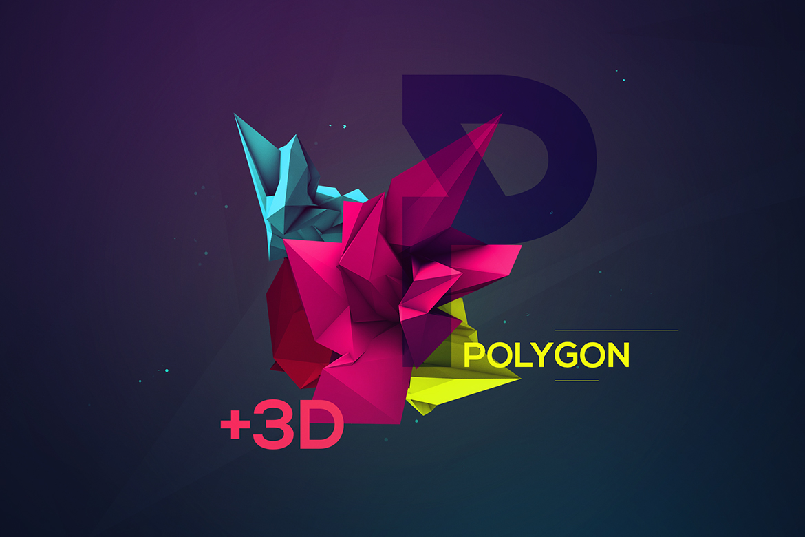 34款3D渲染抽象几何图形PNG透明图片素材 3D Geometric Polygon Renders_img_2