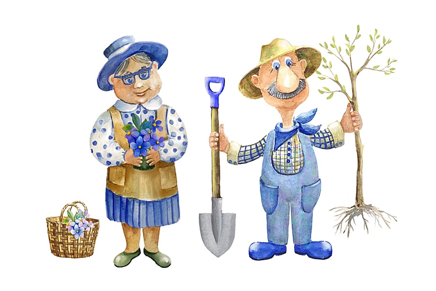 36个乡村花园农夫手绘剪贴画PNG透明图片素材 Spring Gardening Clipart_img_2