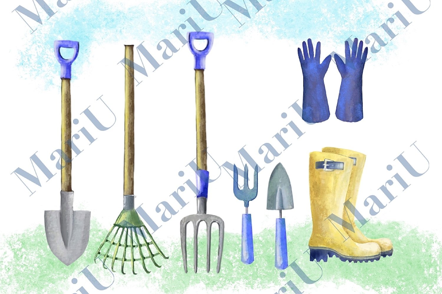 36个乡村花园农夫手绘剪贴画PNG透明图片素材 Spring Gardening Clipart_img_2