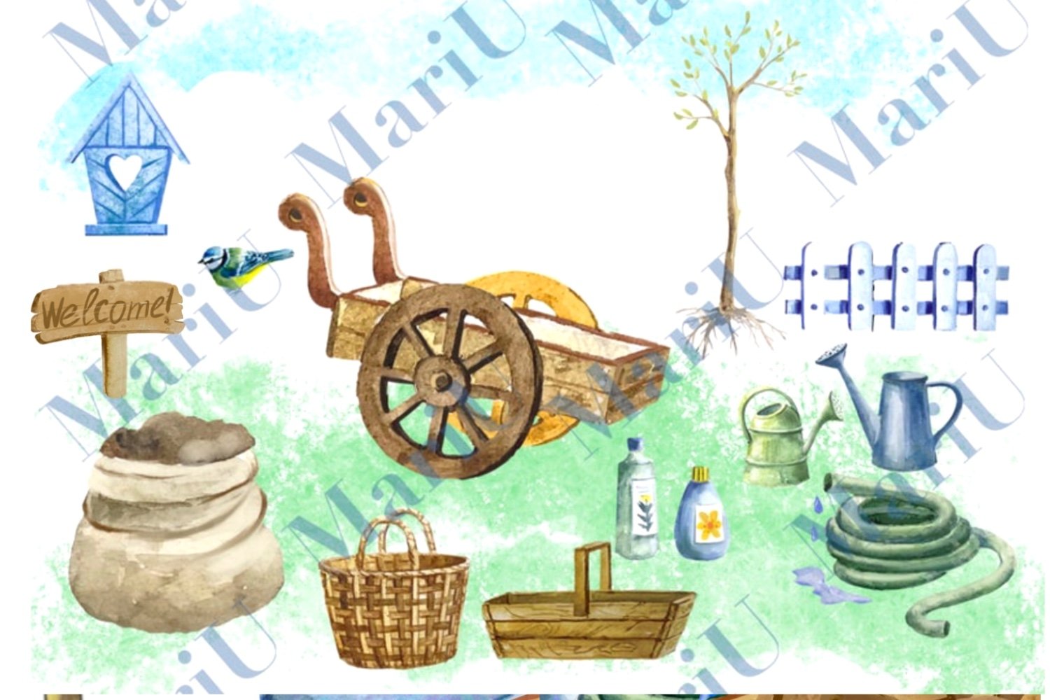 36个乡村花园农夫手绘剪贴画PNG透明图片素材 Spring Gardening Clipart_img_2