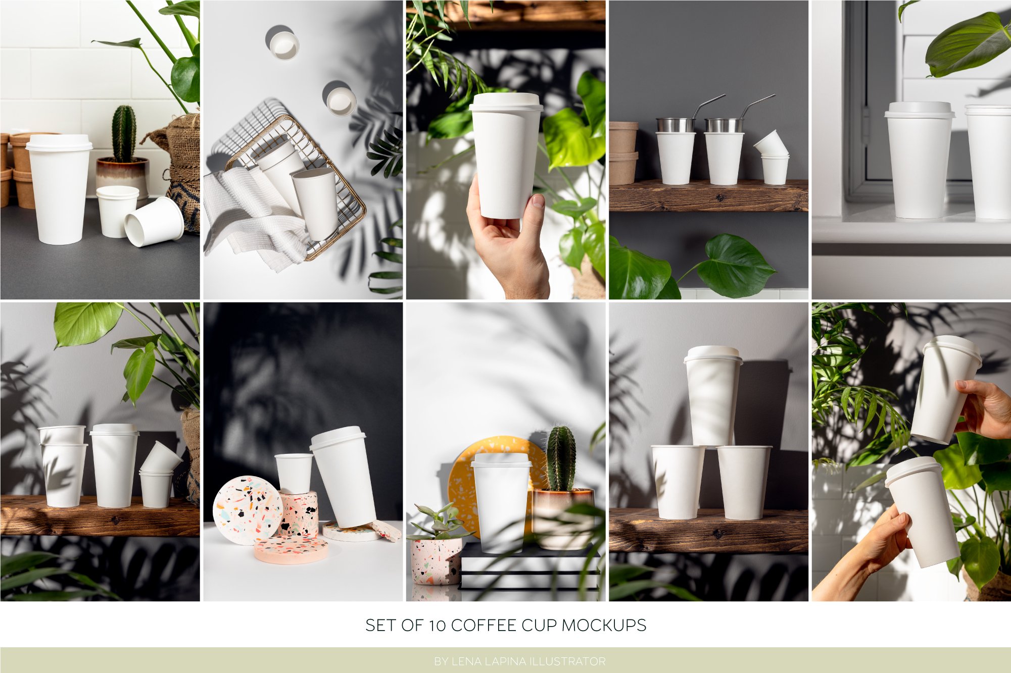 14个一次纸质外卖咖啡杯样机合集 Paper Coffee Cup Mockup Set_img_2