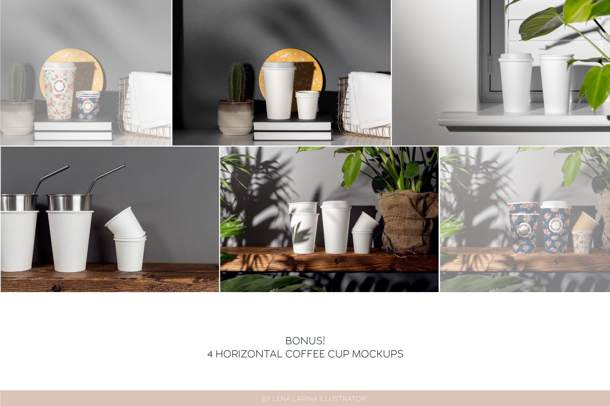 14个一次纸质外卖咖啡杯样机合集 Paper Coffee Cup Mockup Set_img_2