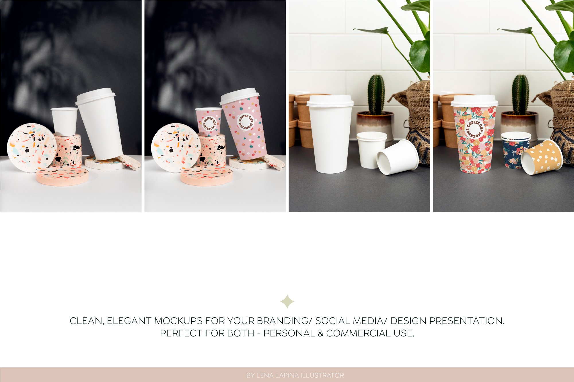 14个一次纸质外卖咖啡杯样机合集 Paper Coffee Cup Mockup Set_img_2