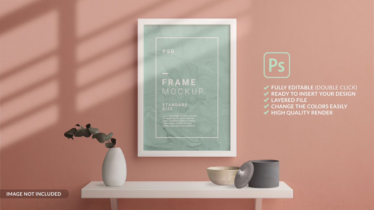 11款方形海报艺术品相片展示相框样机模板 Square Photo Frame Mockup_img_2