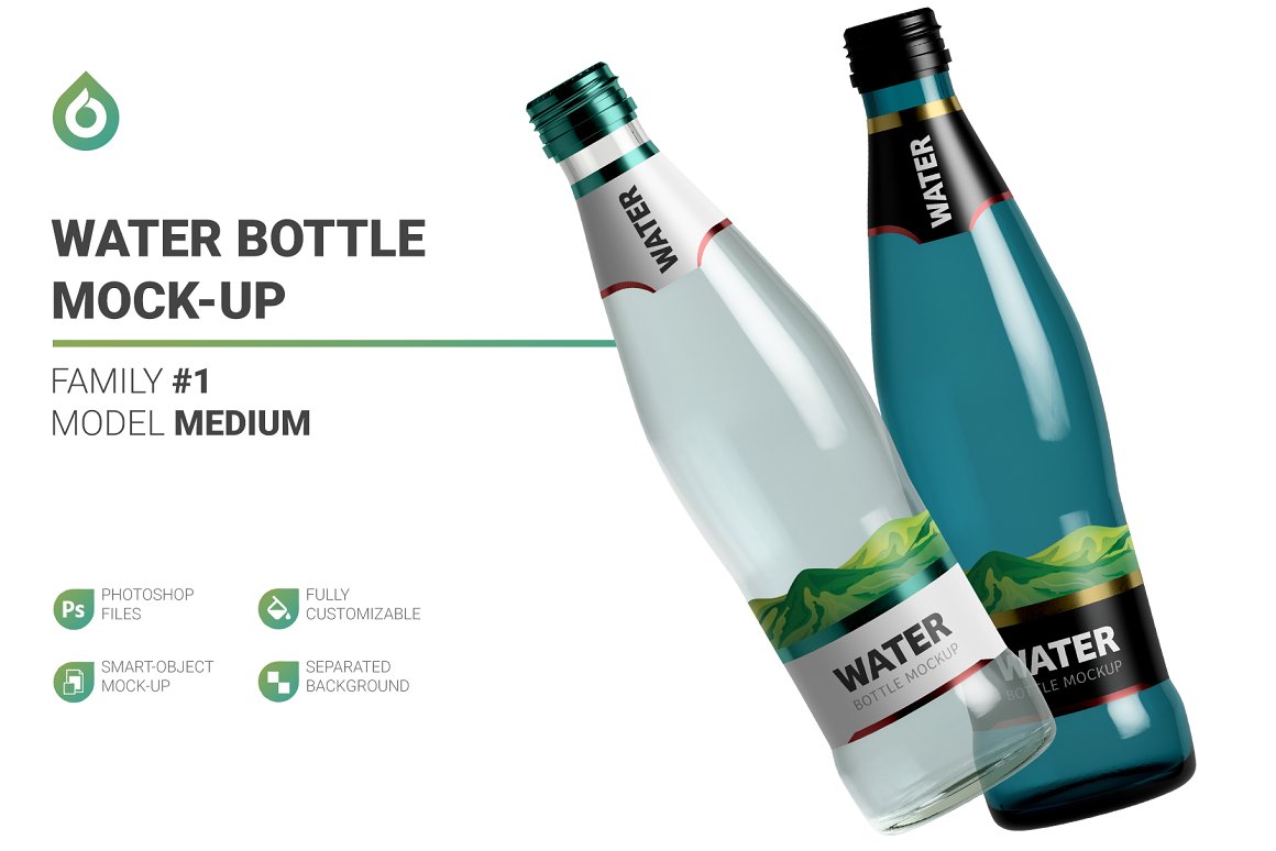 透明矿泉水汽水塑料瓶标签设计展示贴图样机 Water Bottle Mockup_img_2