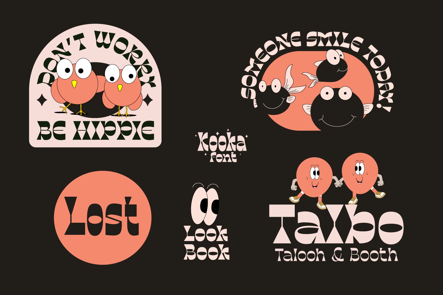 复古卡通海报标题Logo无衬线英文字体设计素材 Kooka Font - Fun Groovy Family_img_2