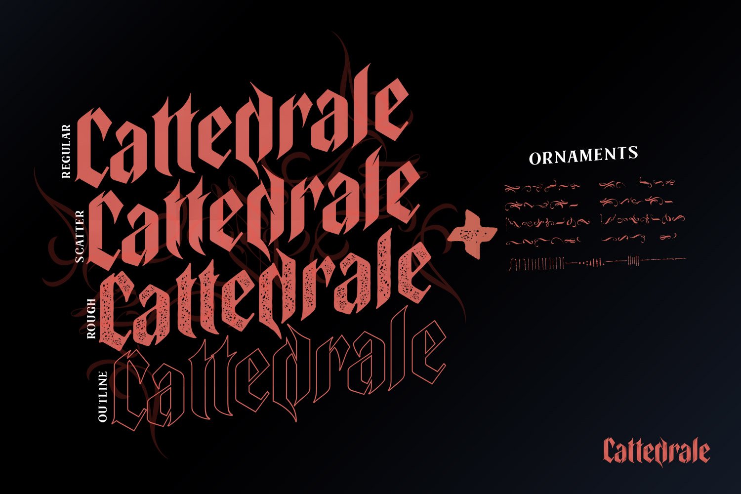 复古哥特式品牌包装标题Logo装饰英文字体设计素材 Cattedrale - Gothic Blackletter_img_2