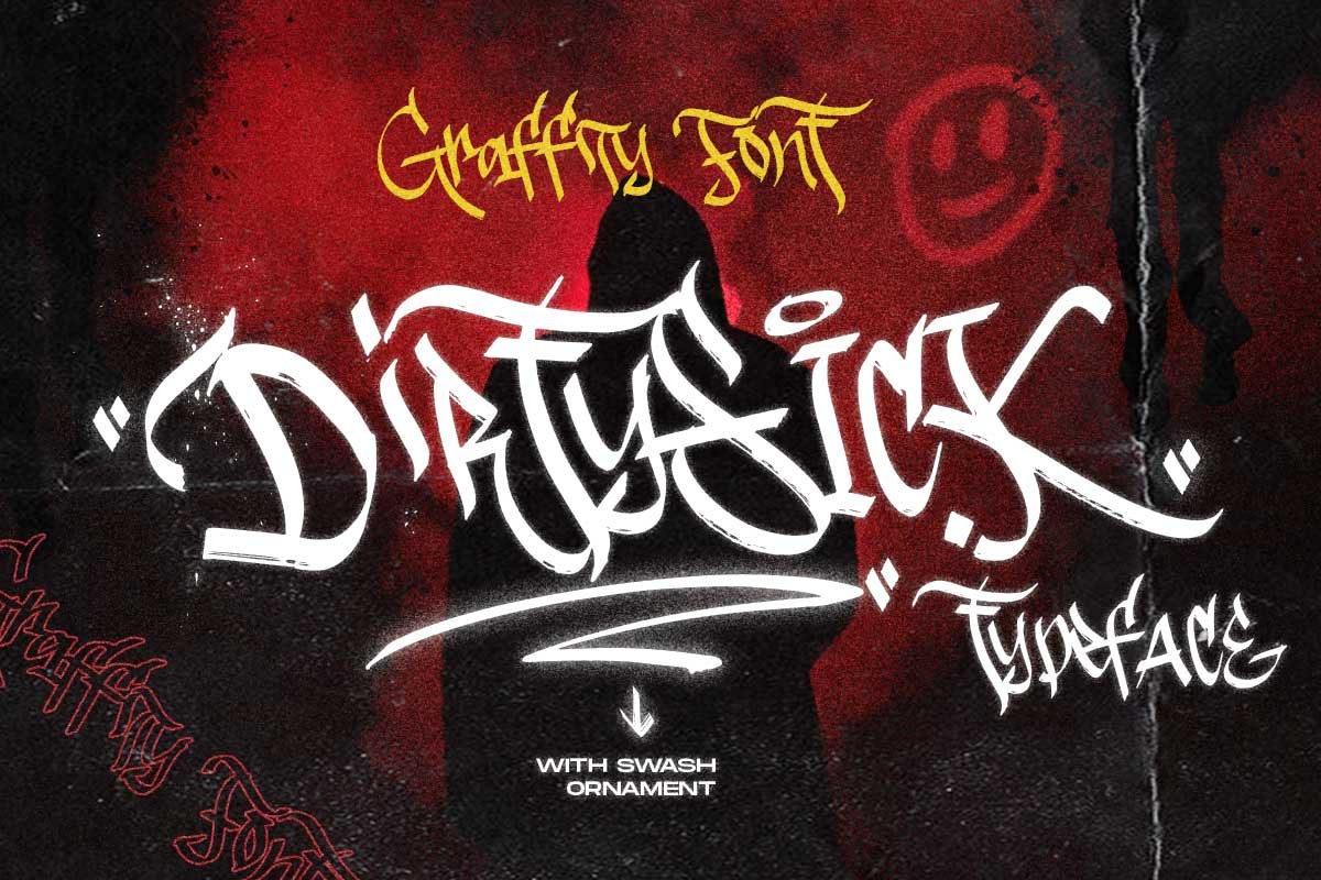 潮流街头涂鸦嘻哈风标题徽标Logo手写英文字体素材 Dirtysick - Graffiti Font_img_2