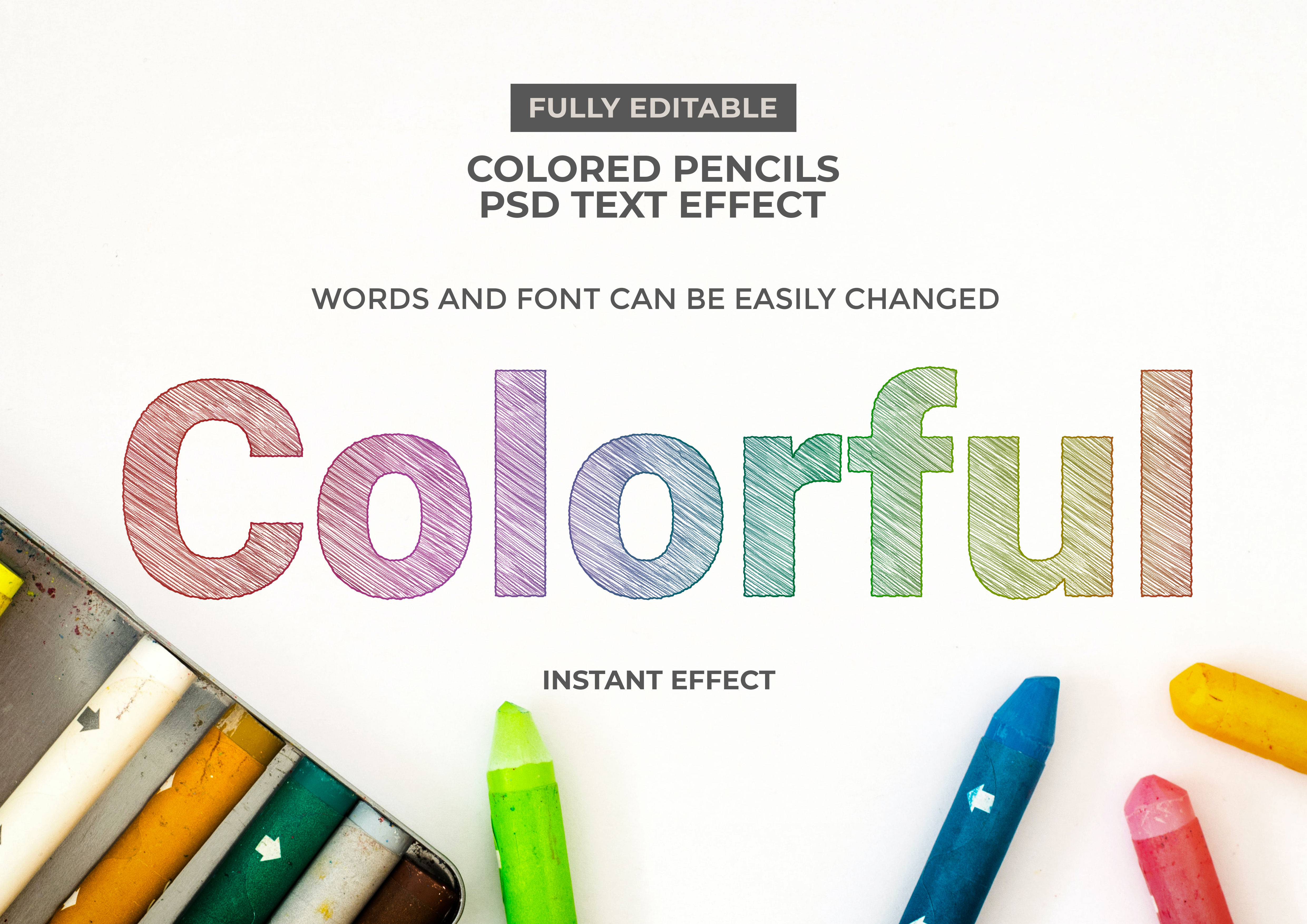 彩色铅笔素描文字效果文本处理滤镜PS样式素材 Colourful Pencil Sketch Text Effect_img_2