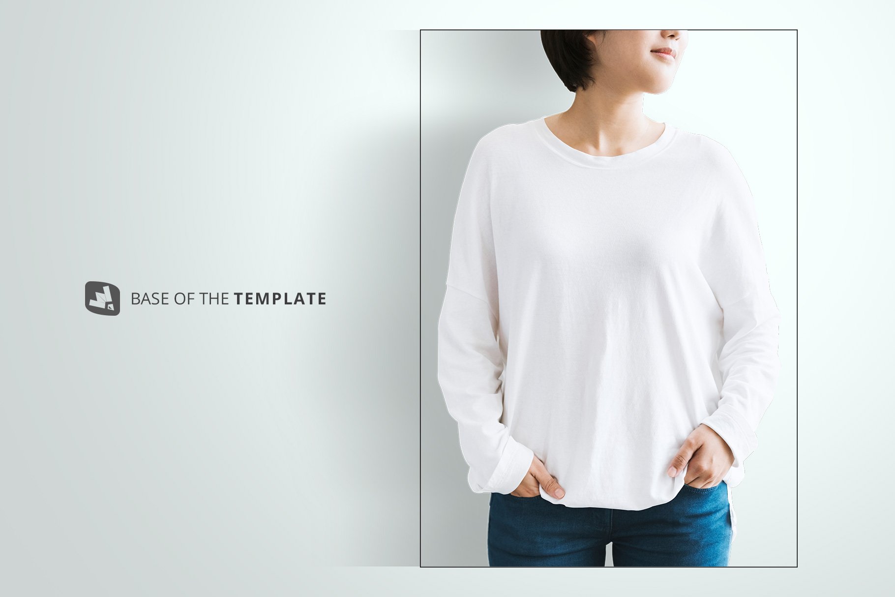 女士半袖T恤印花图案设计展示贴图样机模板素材 Womens Full Sleeve Tshirt Mockup_img_2