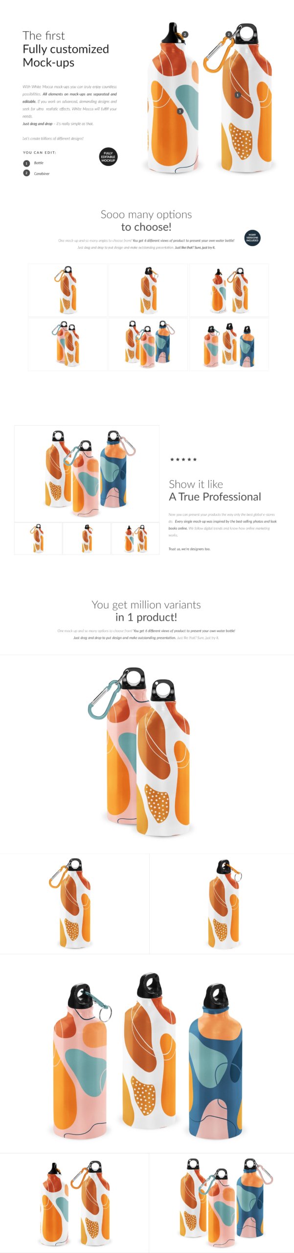 时尚不锈钢保温水杯外观设计展示贴图样机模板素材 Water Bottle Professional Mock-ups_img_2
