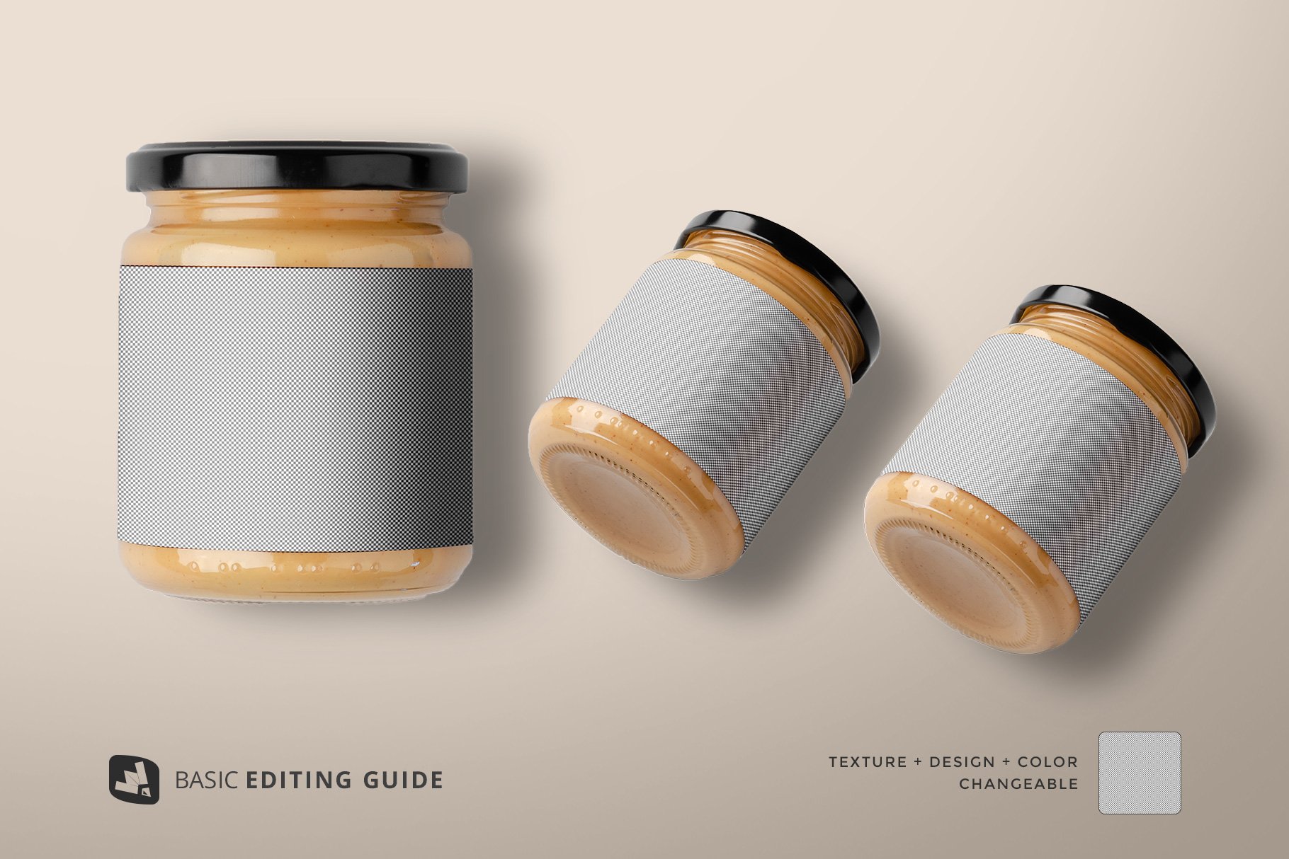 逼真坚果黄油食品包装瓶标签设计展示贴图样机 Organic Nut Butter Packaging Mockup_img_2