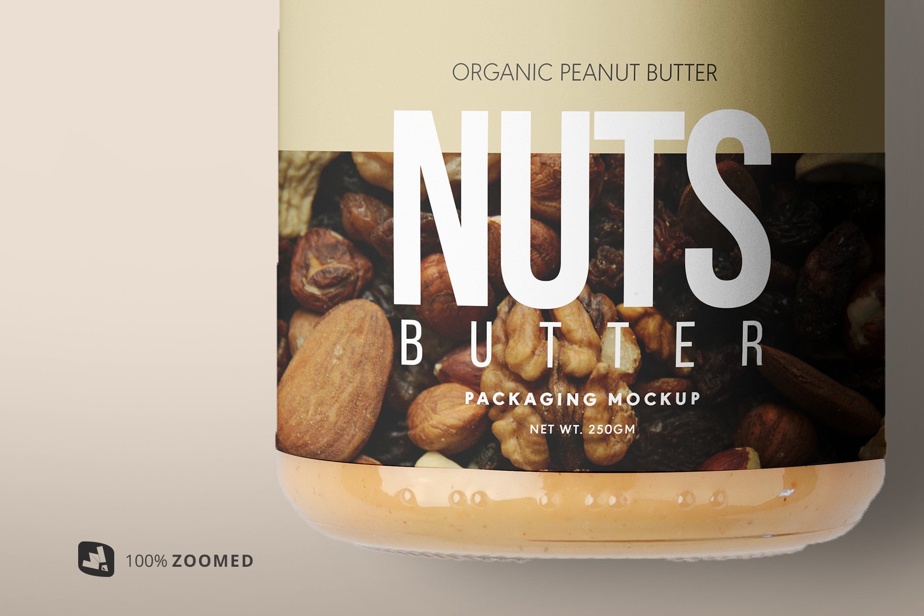 逼真坚果黄油食品包装瓶标签设计展示贴图样机 Organic Nut Butter Packaging Mockup_img_2
