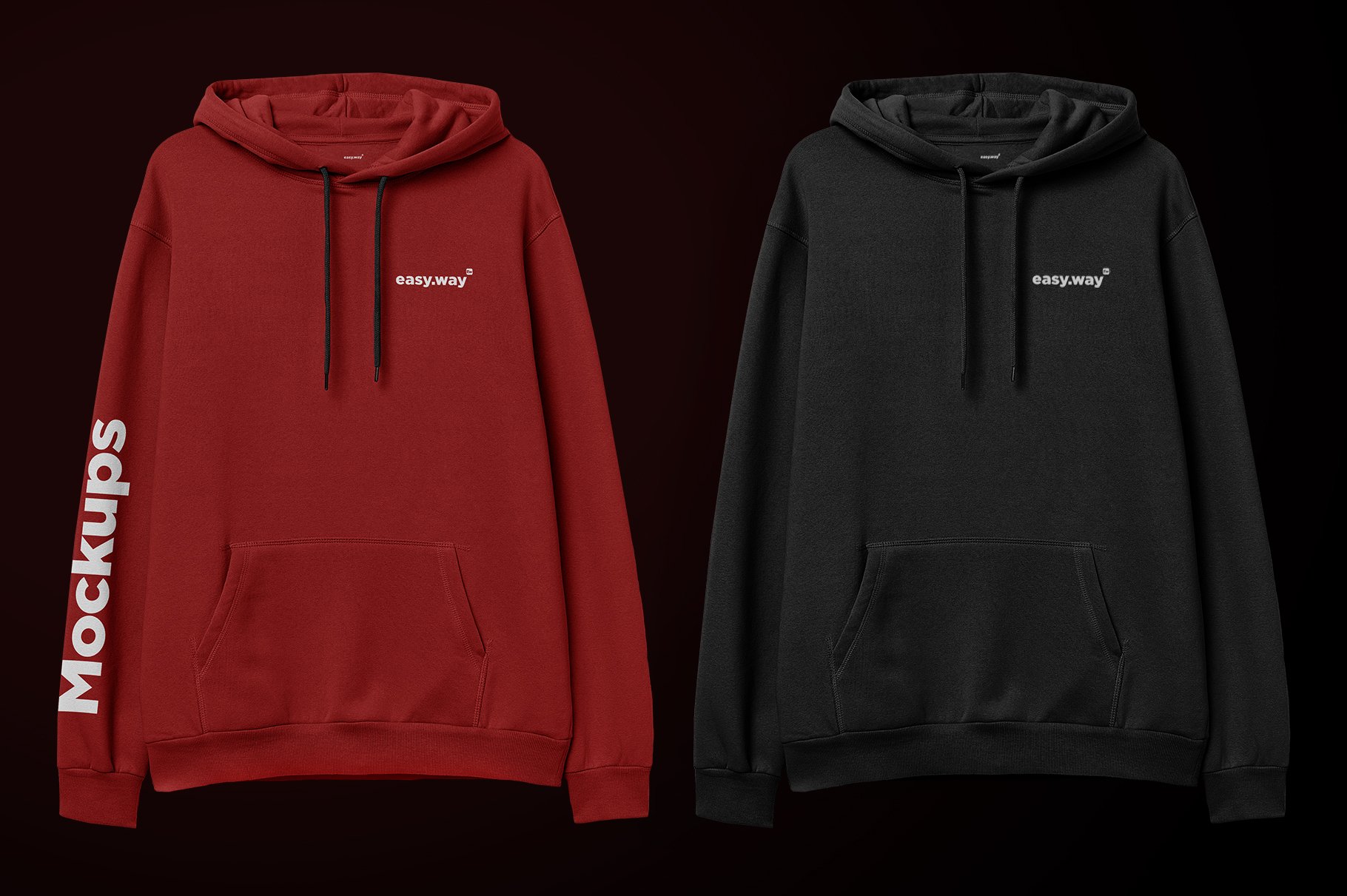 简约连衣帽卫衣印花图案设计展示样机PSD模板 Hooded Sweatshirt PSD Mockup_img_2