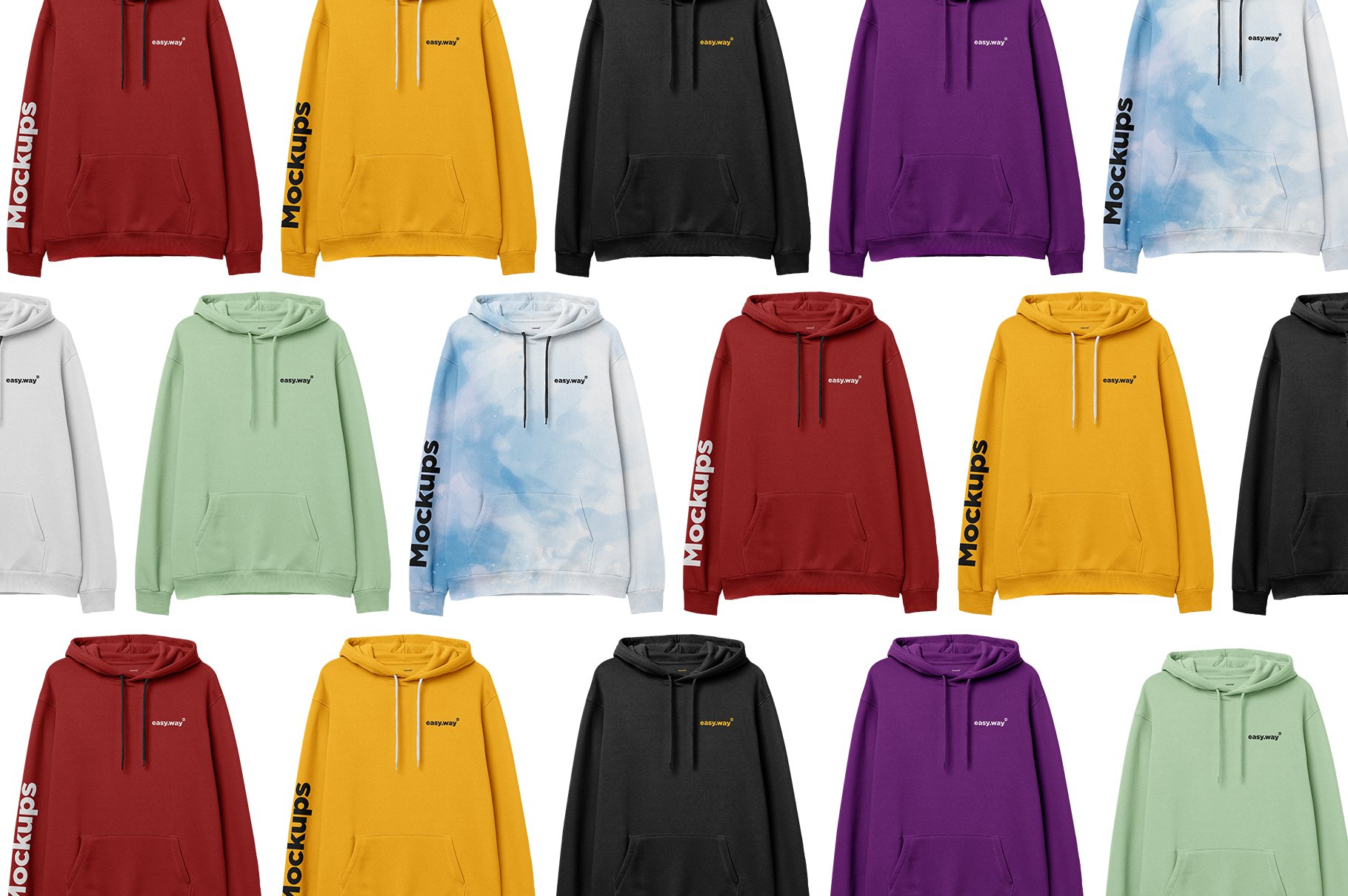 简约连衣帽卫衣印花图案设计展示样机PSD模板 Hooded Sweatshirt PSD Mockup_img_2