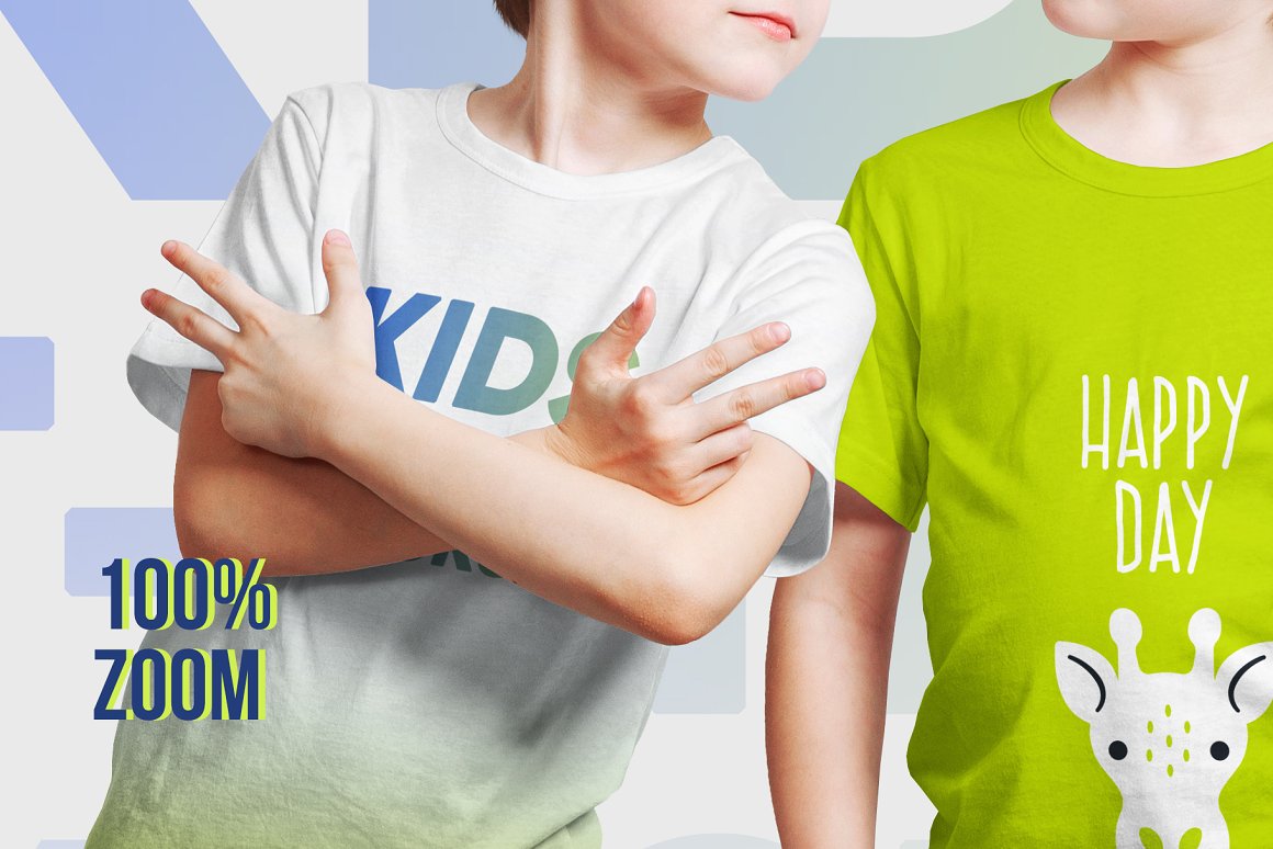 14款儿童半袖T恤印花图案设计展示样机模板 Kids Boy T-Shirt Mockups Vol3_img_2