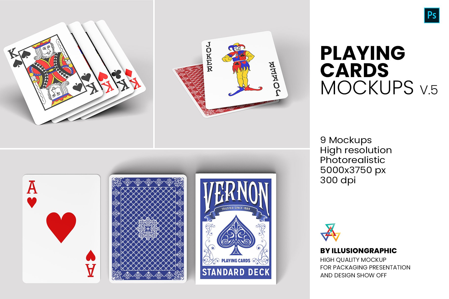 9款扑克牌卡片设计展示贴图样机模板 Playing Cards Mockups - v.5_img_2