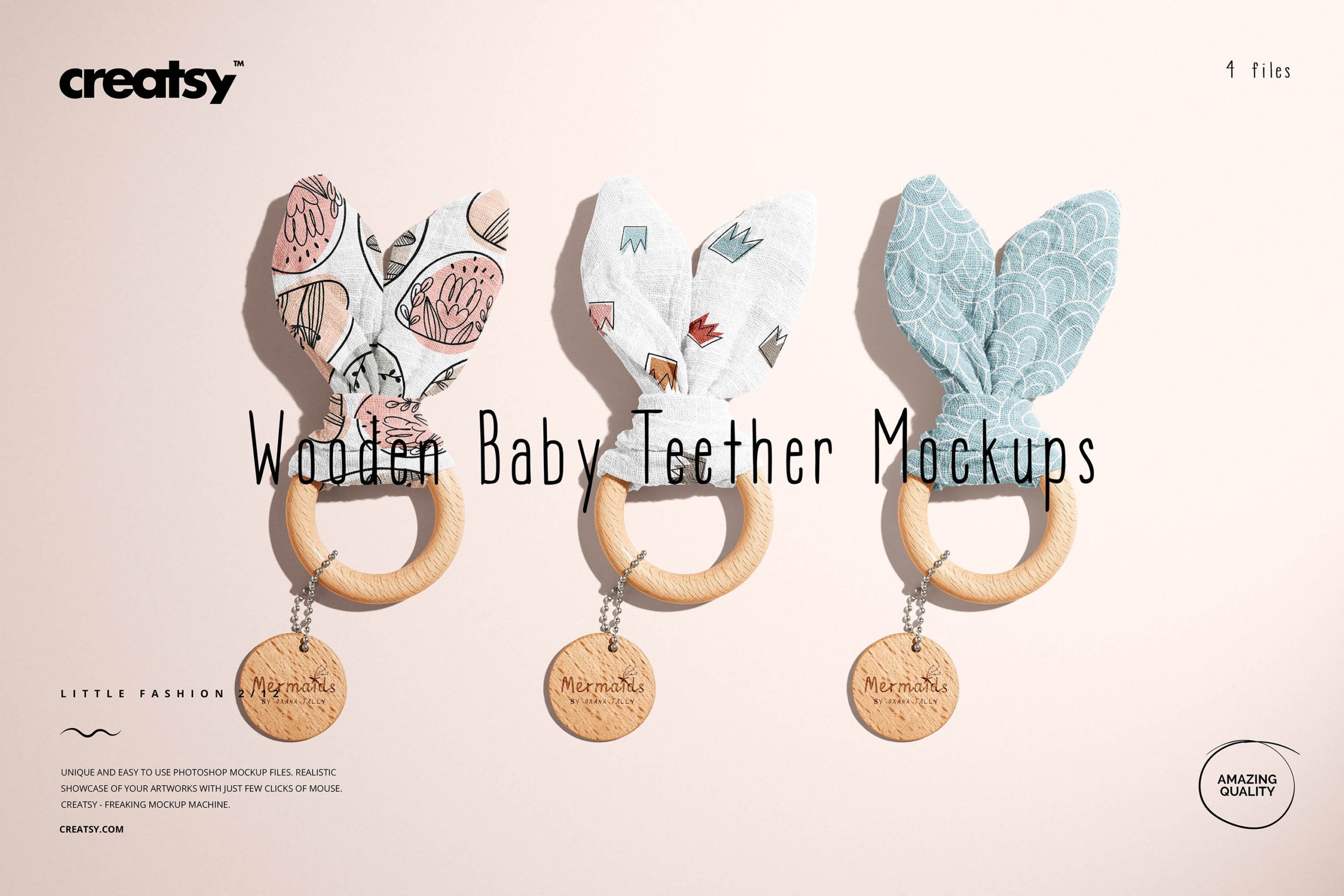 木质婴儿牙胶设计展示样机模板素材合集 Wooden Baby Teether Mockup Set_img_2