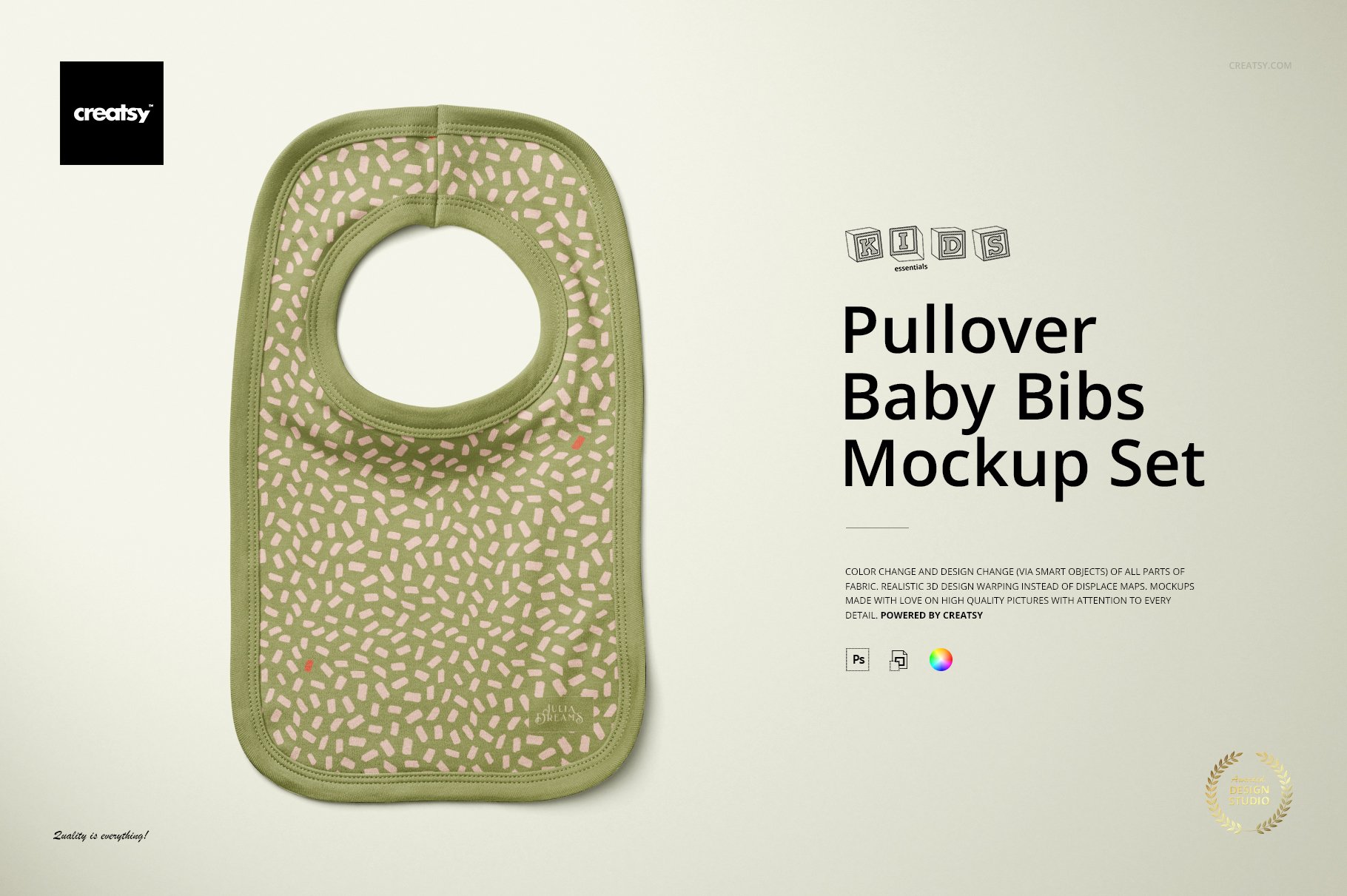 婴儿套衫套头围兜饭兜印花图案设计展示样机合集 Pullover Bibs Mockup Set_img_2