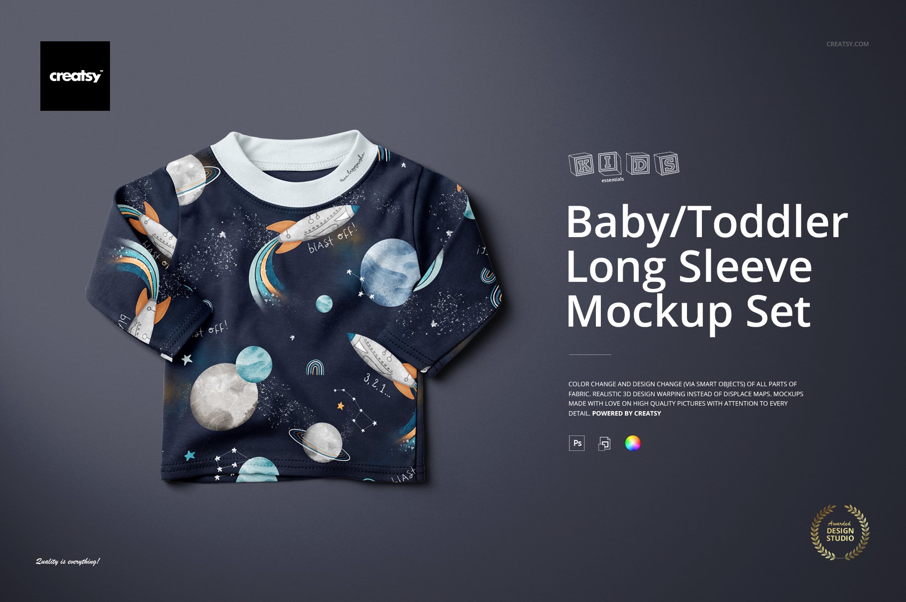 婴儿长袖圆领卫衣设计展示贴图样机合集 Baby Toddler Long Sleeve Mockup Set_img_2