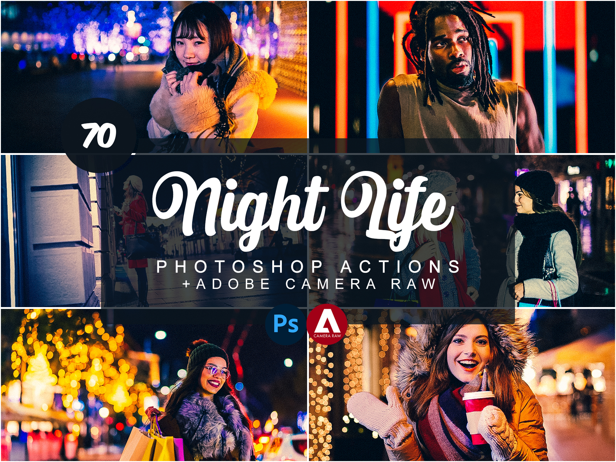 70款夜生活摄影照片调色滤镜PS动作模板 Night Life Photoshop Actions_img_2