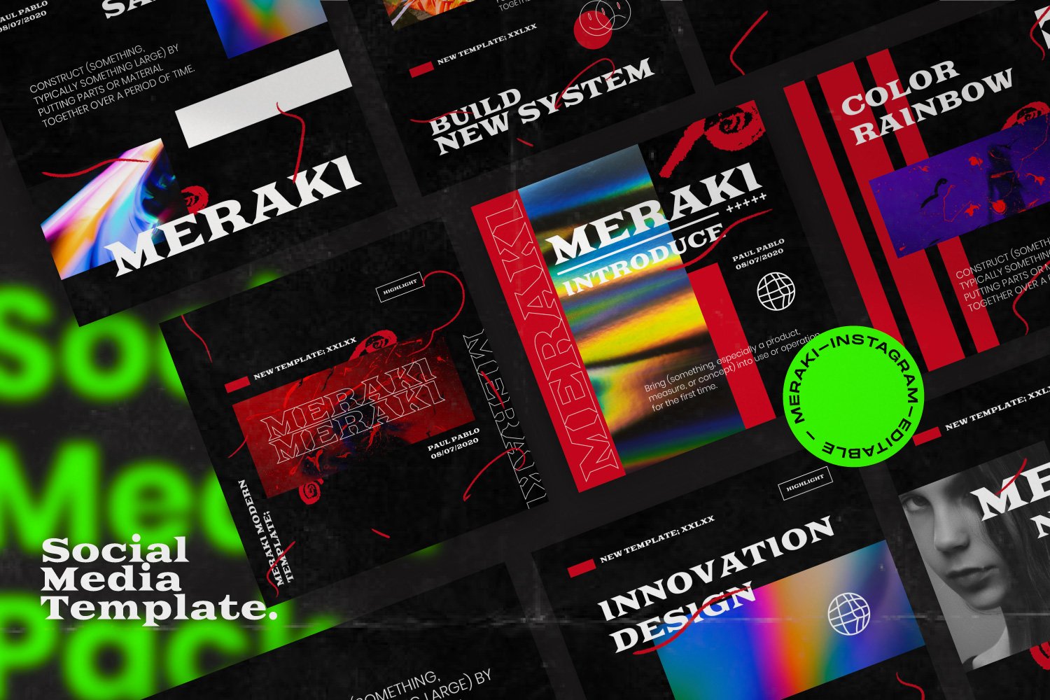 潮流潮牌品牌推广新媒体电商海报设计PS模板素材 MERAKI - Social Media Brand Pack_img_2