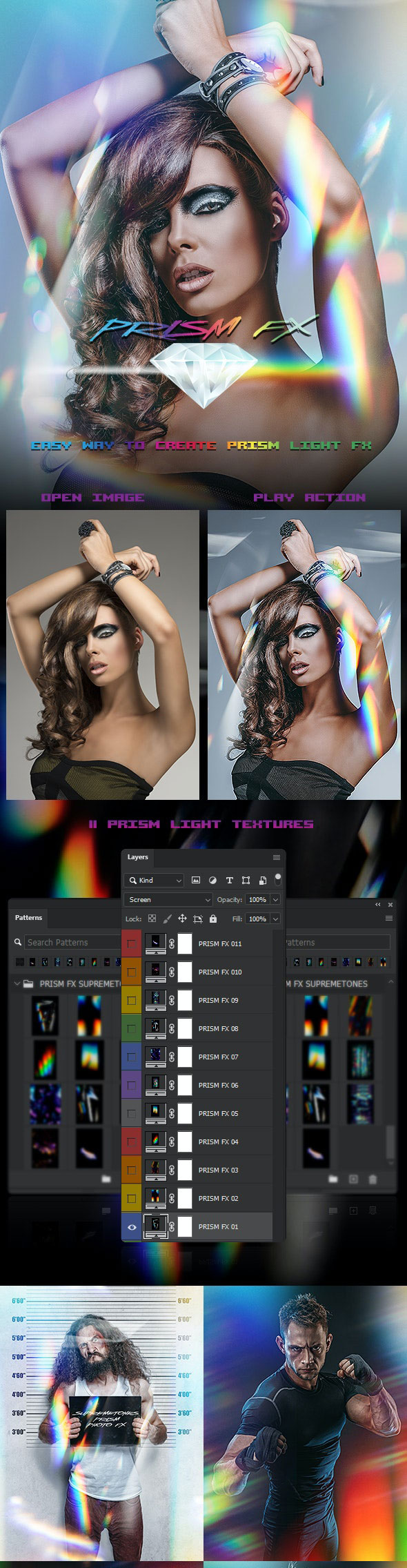 漏光棱镜反射照片叠加效果PS动作模板素材 PRISM Light FX Photoshop Action_img_2