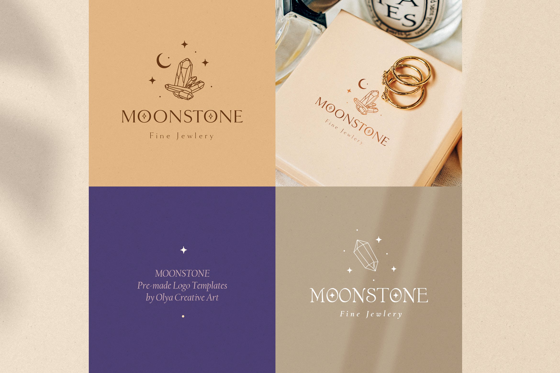 时尚优雅奢华珠宝瑜伽摄影花店徽标Logo设计AI矢量素材 Moon Stone Premade Brand Logo Design_img_2