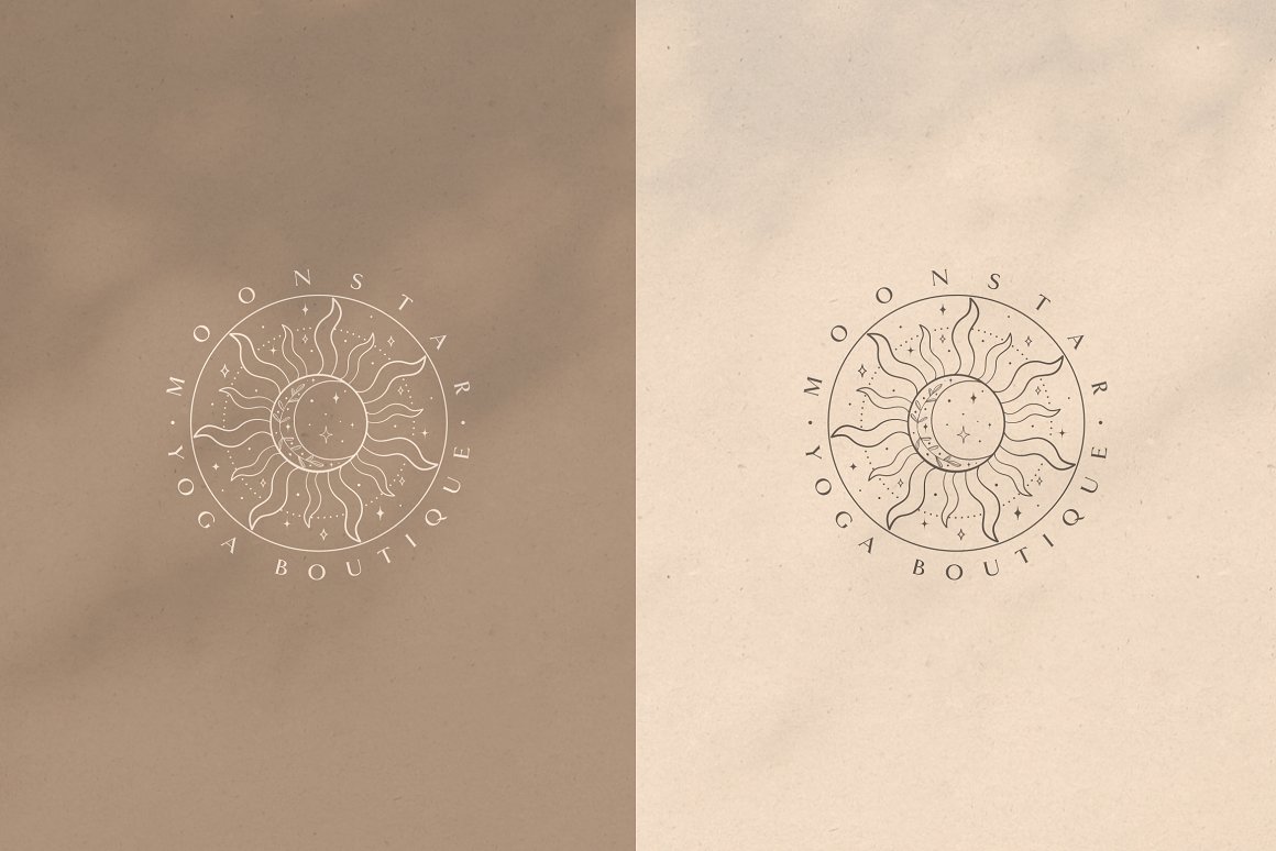 5款轻奢神秘太阳神太阳脸日月瑜伽Logo图形Ai矢量设计素材源文件 Mystic Sun Moon Logo Templates Kit_img_2