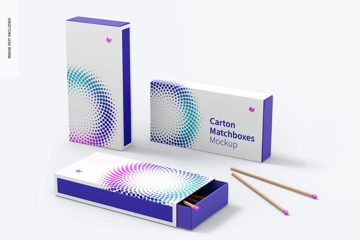 纸质火柴盒图案印花设计展示贴图样机合集 Carton Matchboxes Set Mockup_img_2