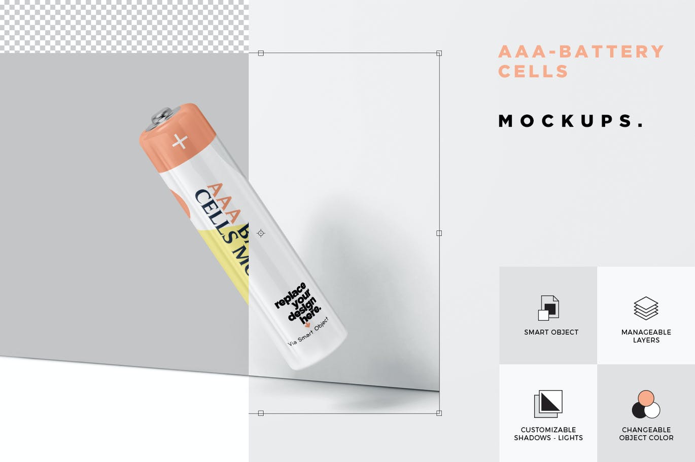 AAA号电池设计展示贴图样机模板 AAA Battery Cell Mockups_img_2