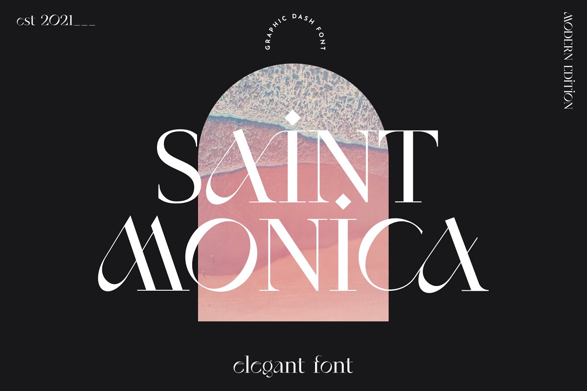 现代优雅奢华杂志标题海报徽标Logo衬线酸性英文字体素材 SaintMonica - Elegant Ligatures Font_img_2