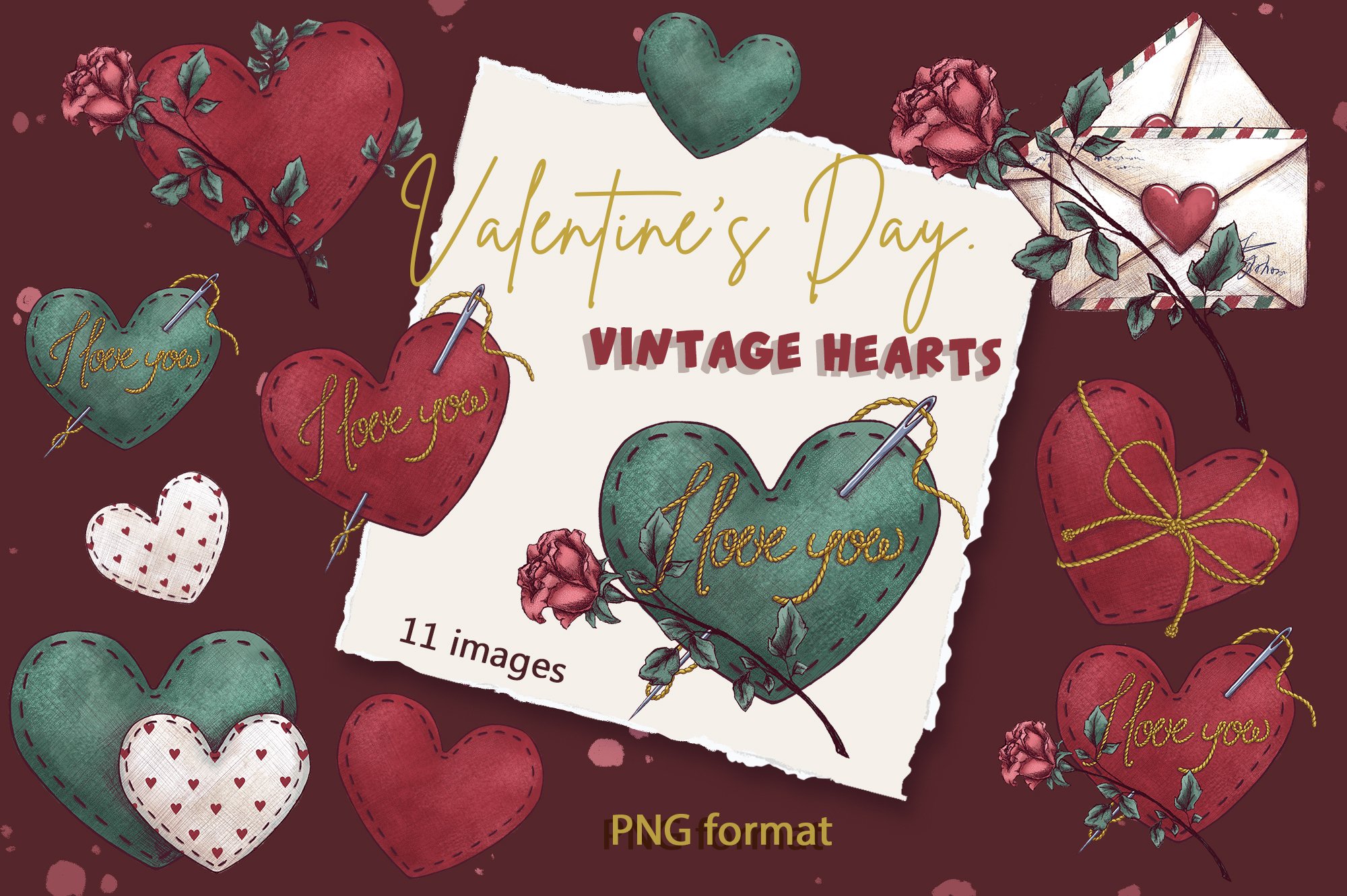 复古老式情人节主题手绘插画PNG免扣图片设计素材 Valentines Day. Gnomes. Holiday Clipart_img_2