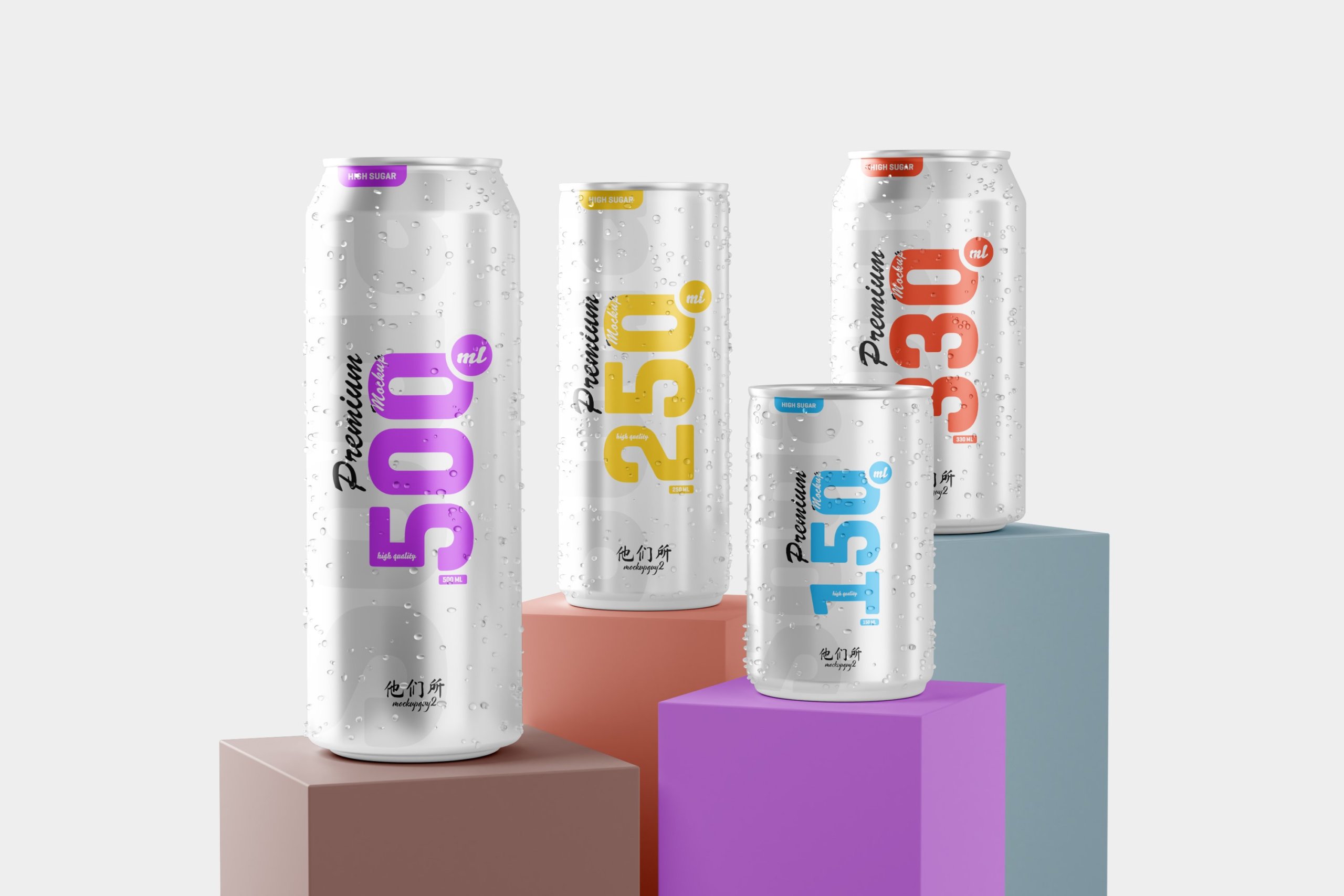 10款多规格啤酒饮料苏打水锡罐易拉罐设计PS贴图模板套装 Multisize Soda Can Mockup_img_2