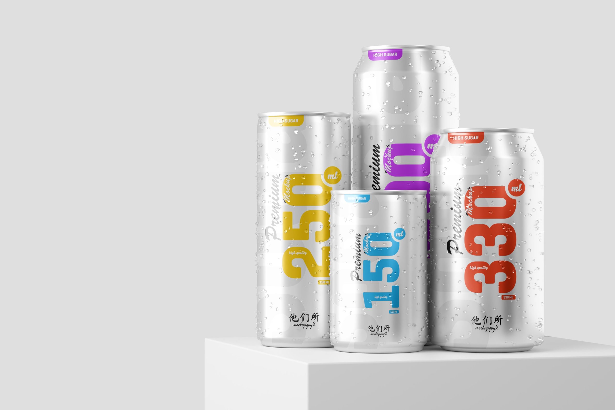 10款多规格啤酒饮料苏打水锡罐易拉罐设计PS贴图模板套装 Multisize Soda Can Mockup_img_2