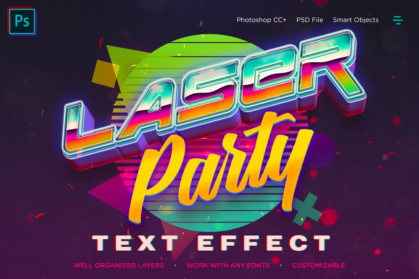 复古赛博朋克3D文字效果标题徽标Logo设计PS样式模板 Synthwave Retro Vibrant 3D Text Effects_img_2