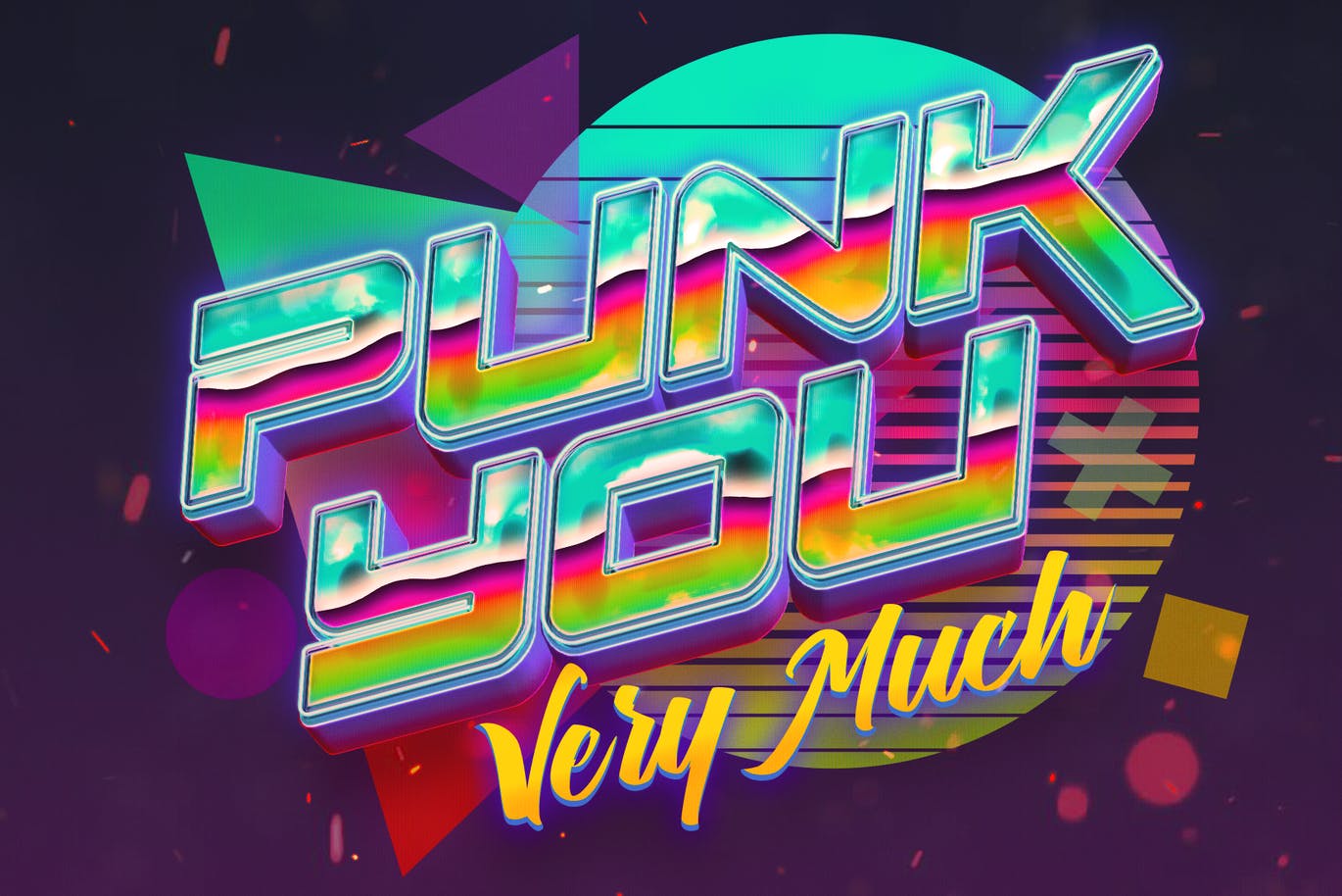 复古赛博朋克3D文字效果标题徽标Logo设计PS样式模板 Synthwave Retro Vibrant 3D Text Effects_img_2