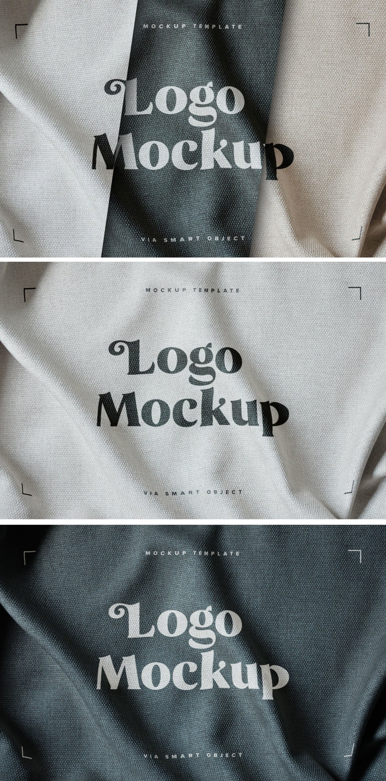 逼真纺织面料效果徽标Logo设计展示样机模板 Fabric Print Logo Mockup Set_img_2