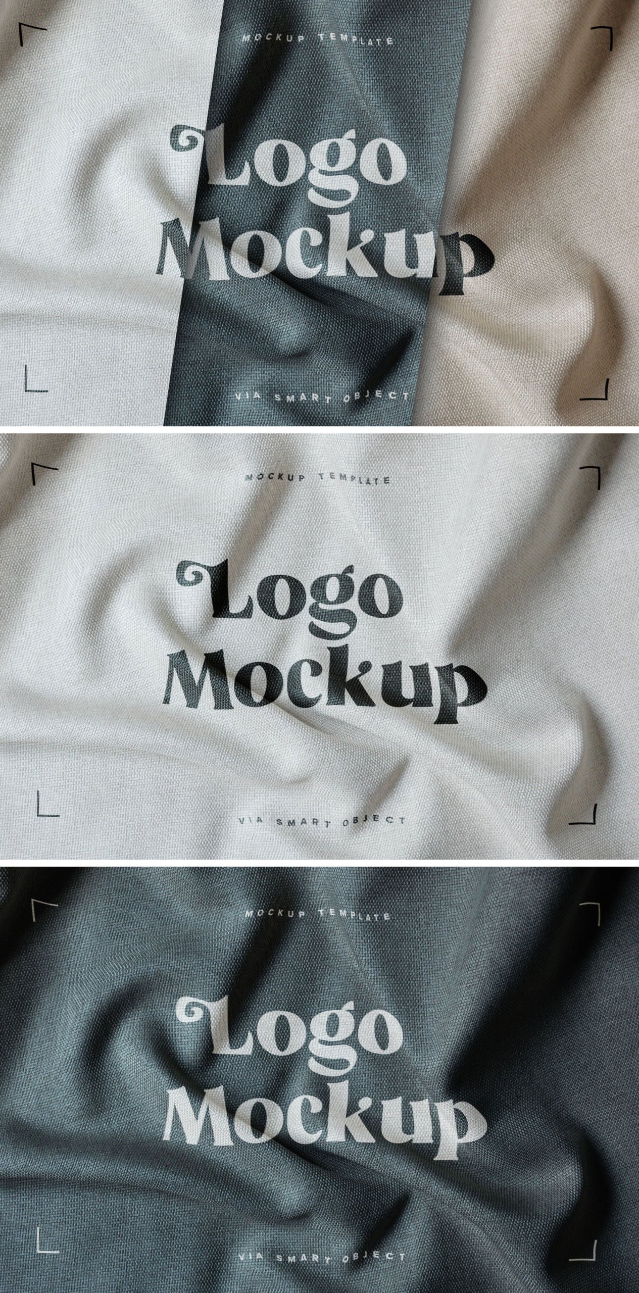 逼真纺织面料效果徽标Logo设计展示样机模板 Fabric Print Logo Mockup Set_img_2