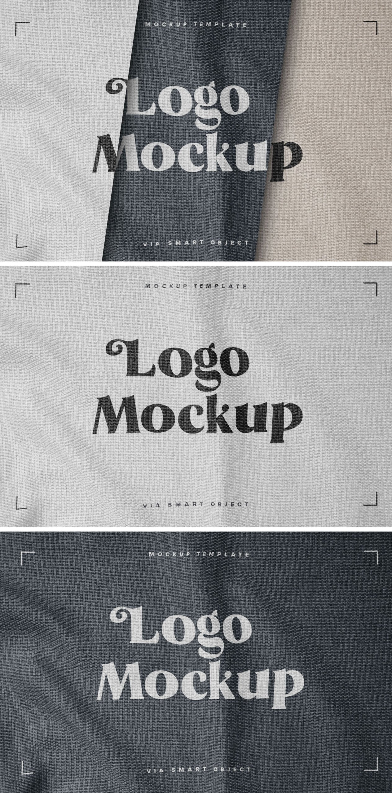 逼真纺织面料效果徽标Logo设计展示样机模板 Fabric Print Logo Mockup Set_img_2