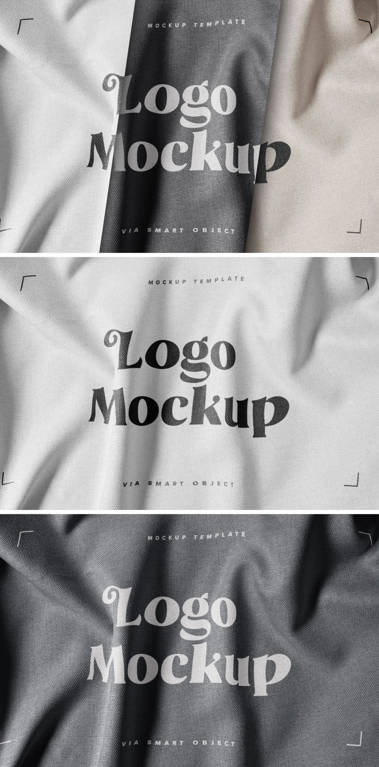 逼真纺织面料效果徽标Logo设计展示样机模板 Fabric Print Logo Mockup Set_img_2