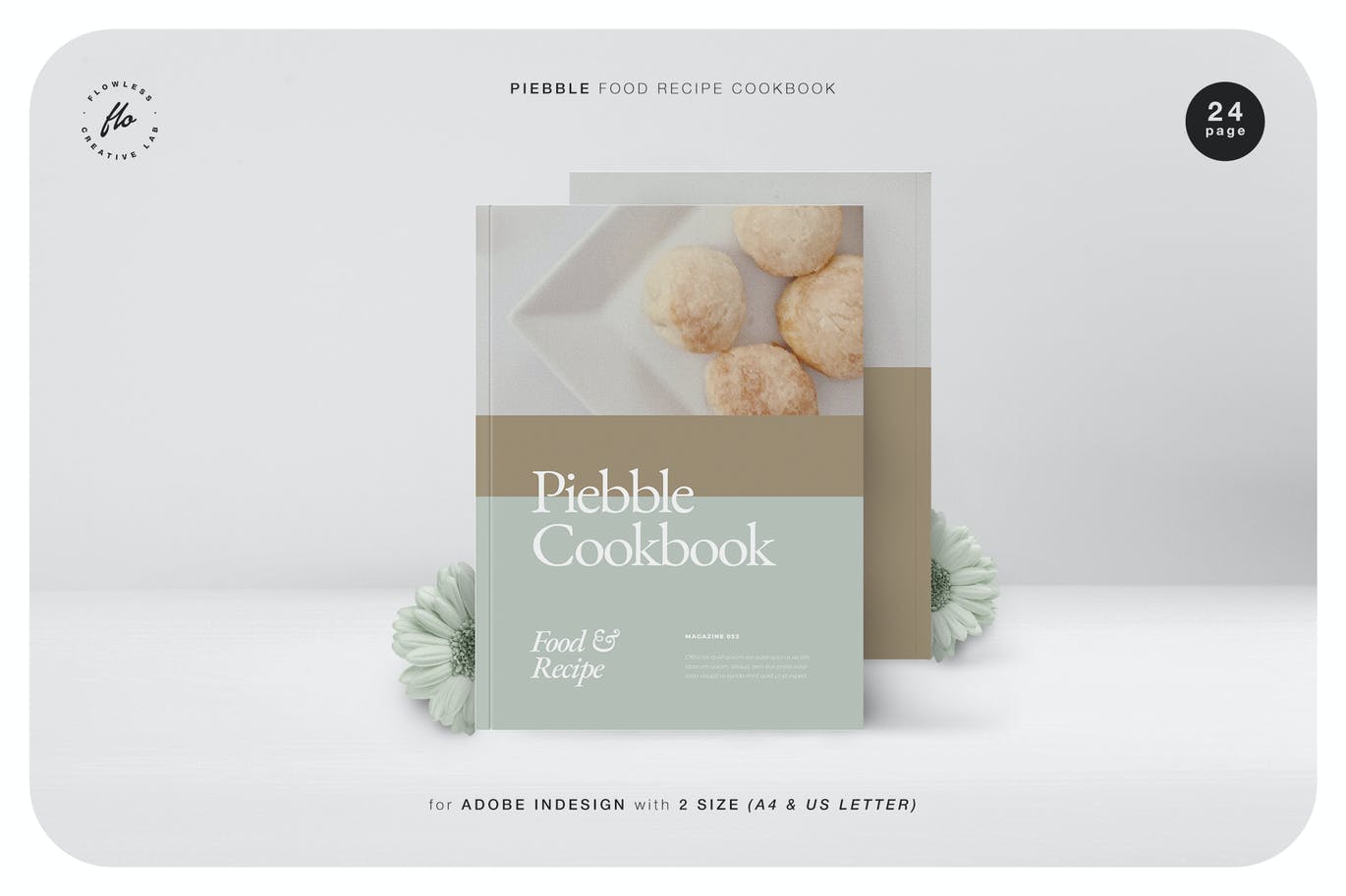 24页食品美食食谱画册排版设计INDD模板素材 Piebble Food Recipe Cookbook_img_2