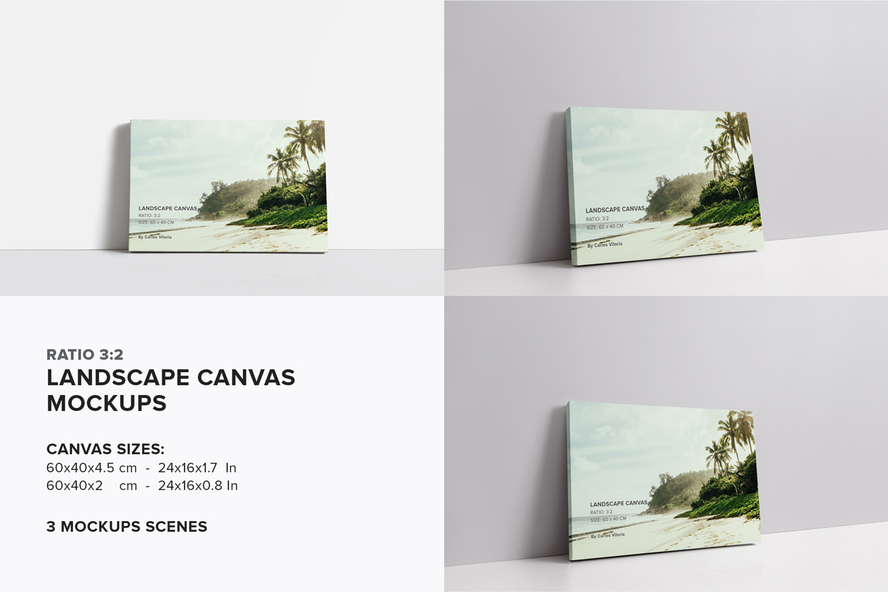 11款艺术品绘画拼贴画海报作品集展示画布样机模板 Canvas Mockups Bundle 2_img_2