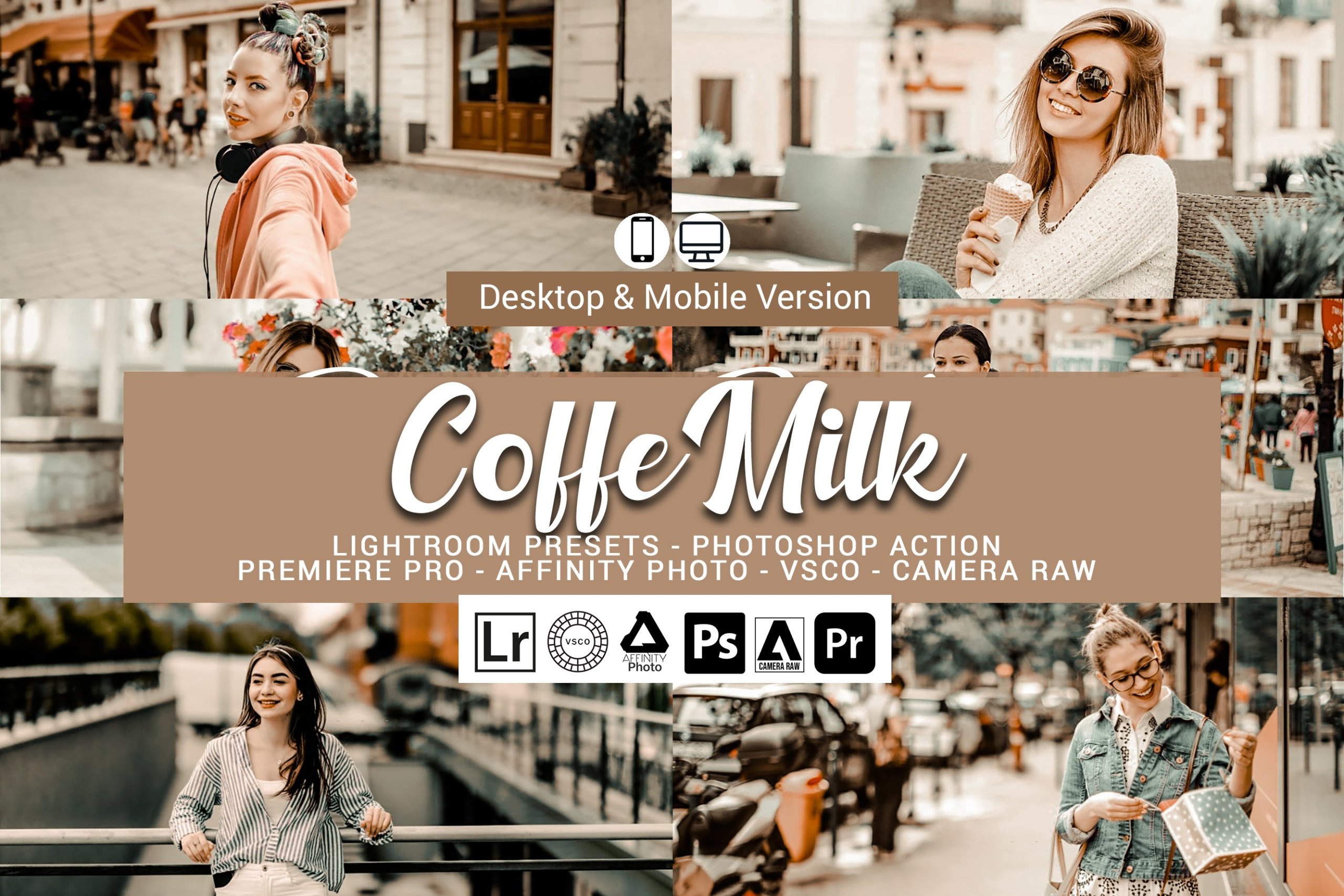 奶油咖啡色照片调色滤镜LR预设&PS动作套装 Coffe Milk Presets Photoshop Actions_img_2