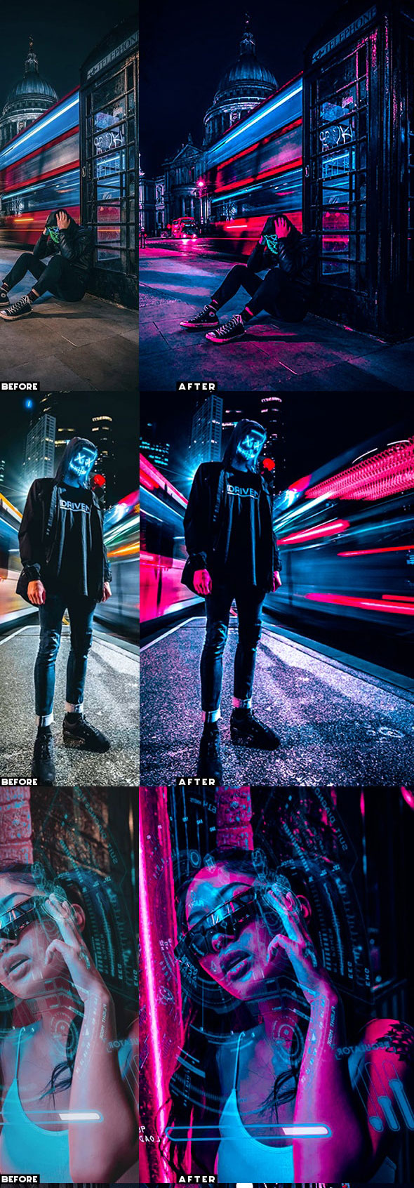 潮流赛博朋克风照片处理特效PS动作模板 Cyberpunk Photoshop Actions_img_2