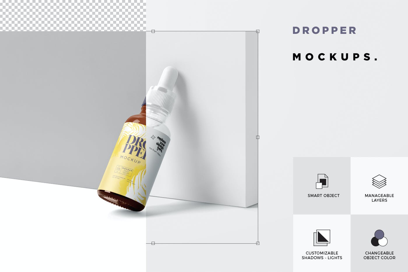 4款医疗药物化妆品滴灌瓶包装盒设计展示贴图样机 Dropper Bottle Mockups_img_2